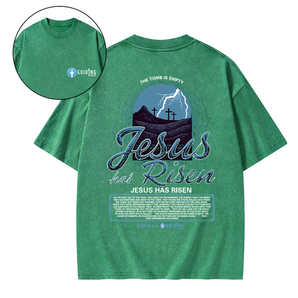 Jesus Has Risen Christian Washed T-Shirt