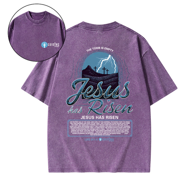 Jesus Has Risen Christian Washed T-Shirt