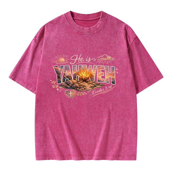 He Is Yahweh Christian Washed T-Shirt