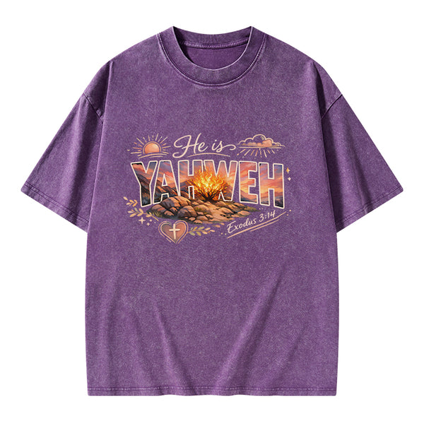 He Is Yahweh Christian Washed T-Shirt
