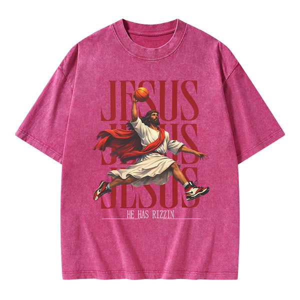 He Has Rizzin Christian Washed T-Shirt