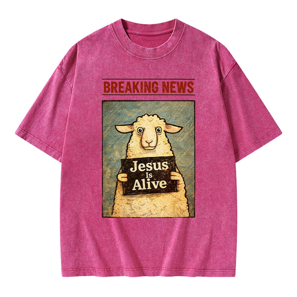 Jesus Is Alive Christian Washed T-Shirt