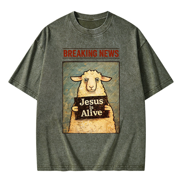 Jesus Is Alive Christian Washed T-Shirt