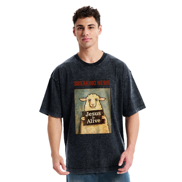 Jesus Is Alive Christian Washed T-Shirt