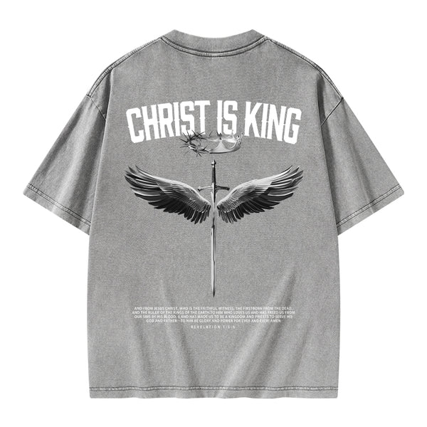 GC-WTSANEW1306 Christ Is King Christian Washed T-Shirt