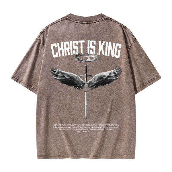 GC-WTSANEW1306 Christ Is King Christian Washed T-Shirt