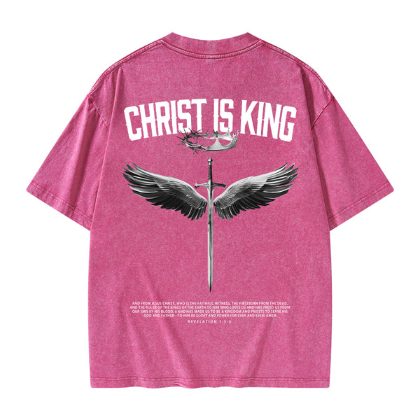 GC-WTSANEW1306 Christ Is King Christian Washed T-Shirt