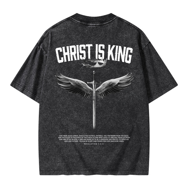 GC-WTSANEW1306 Christ Is King Christian Washed T-Shirt