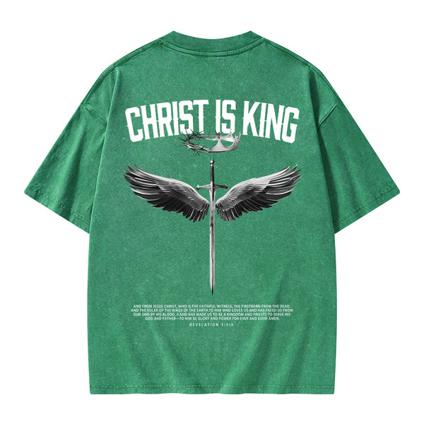 GC-WTSANEW1306 Christ Is King Christian Washed T-Shirt