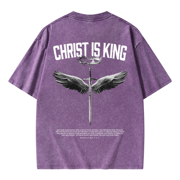 GC-WTSANEW1306 Christ Is King Christian Washed T-Shirt