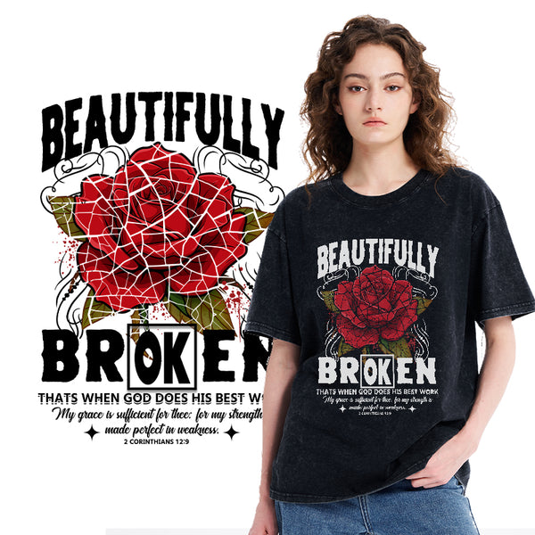GC-WTSANEW2694 Beautifully Broken Christian Washed T-Shirt