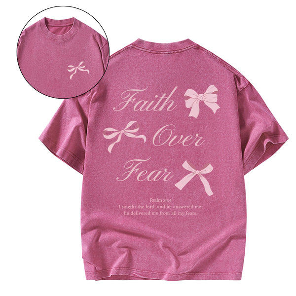 GC-WTSCJX0034 Faith Over Fear Christian Washed T-Shirt