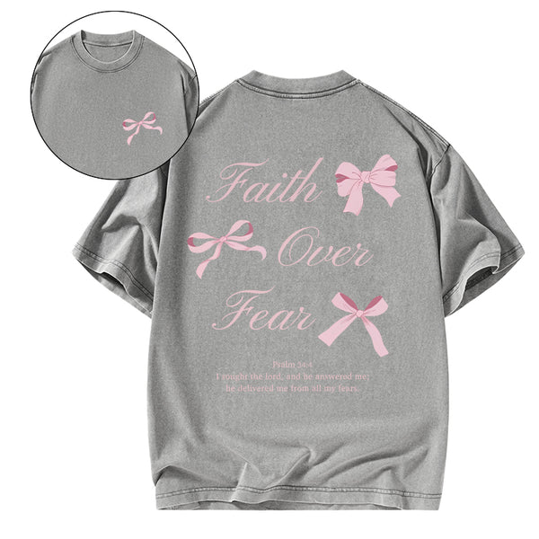 GC-WTSCJX0034 Faith Over Fear Christian Washed T-Shirt