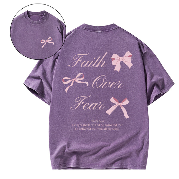 GC-WTSCJX0034 Faith Over Fear Christian Washed T-Shirt