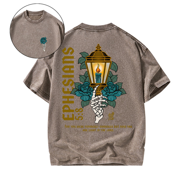 GC-WTSCJX0042 For You Were Formerly Darkness Christian Washed T-Shirt