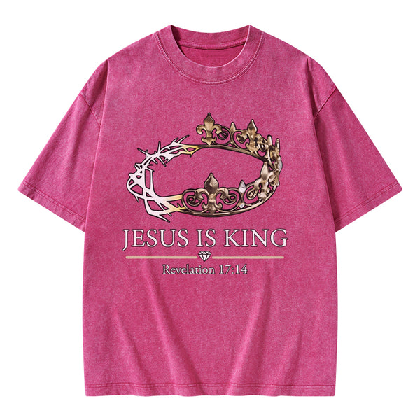 Jesus Is King Vintage Washed Christian T-Shirt