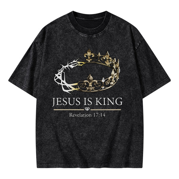 Jesus Is King Vintage Washed Christian T-Shirt