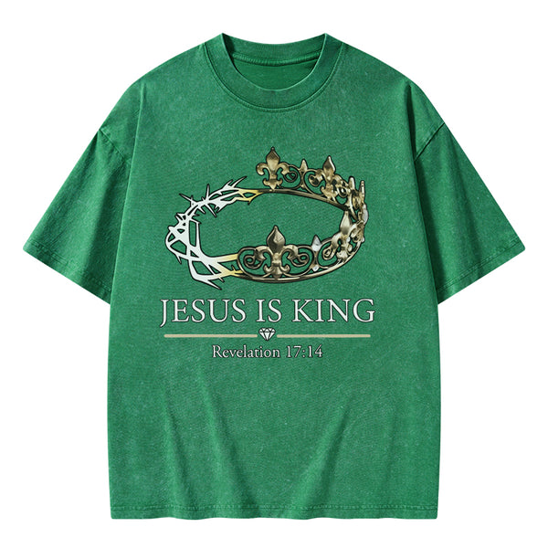 Jesus Is King Vintage Washed Christian T-Shirt