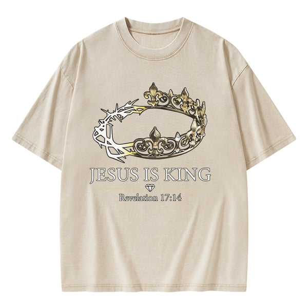 Jesus Is King Vintage Washed Christian T-Shirt