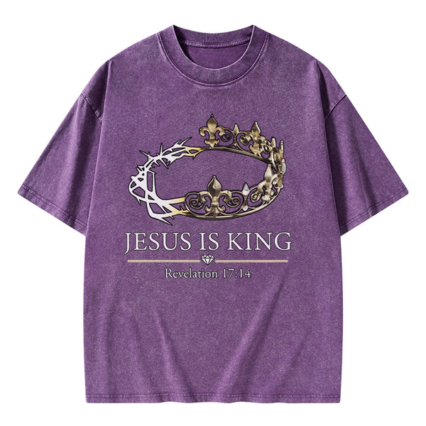 Jesus Is King Vintage Washed Christian T-Shirt