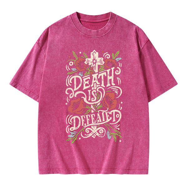 Death is Defeated Christian Washed T-Shirt