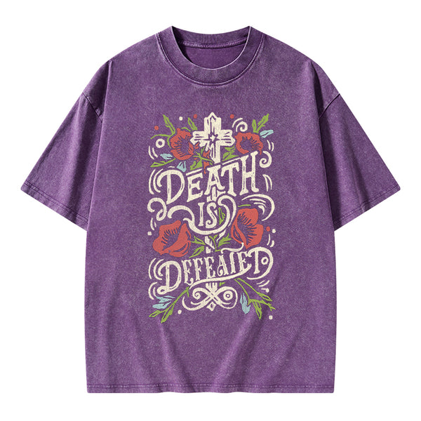 Death is Defeated Christian Washed T-Shirt