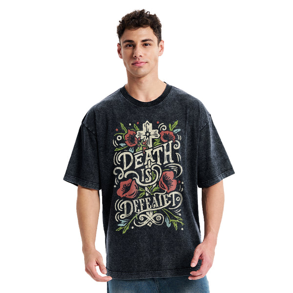 Death is Defeated Christian Washed T-Shirt