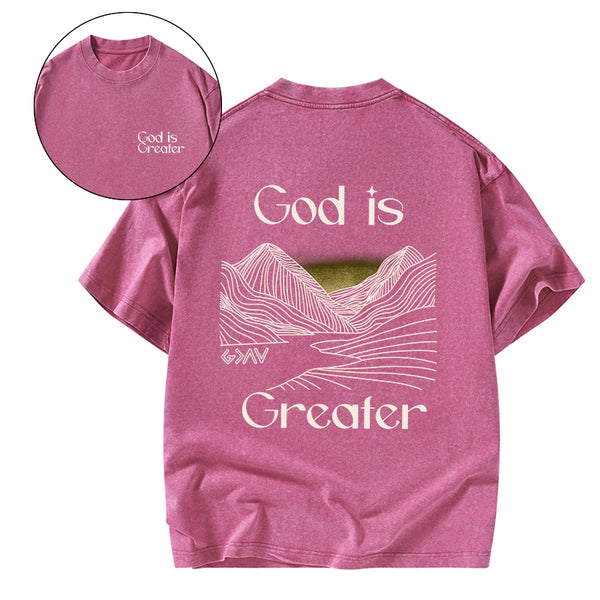 God Is Greater Christian Washed T-Shirt