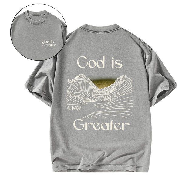 God Is Greater Christian Washed T-Shirt