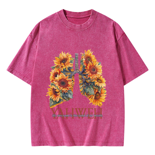 Yahweh Sunflower Christian Washed T-Shirt