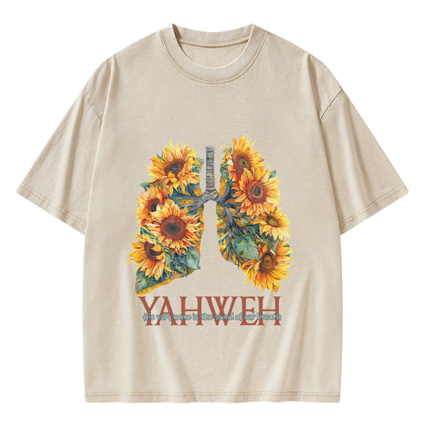 Yahweh Sunflower Christian Washed T-Shirt