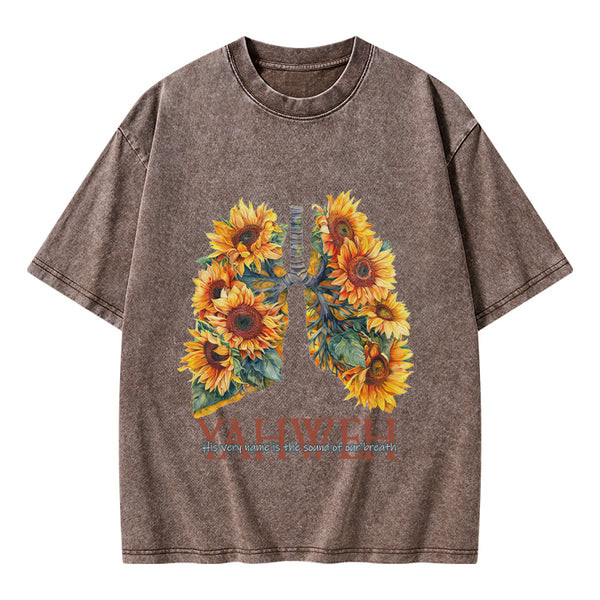 Yahweh Sunflower Christian Washed T-Shirt