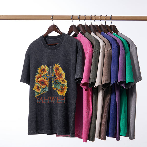 Yahweh Sunflower Christian Washed T-Shirt