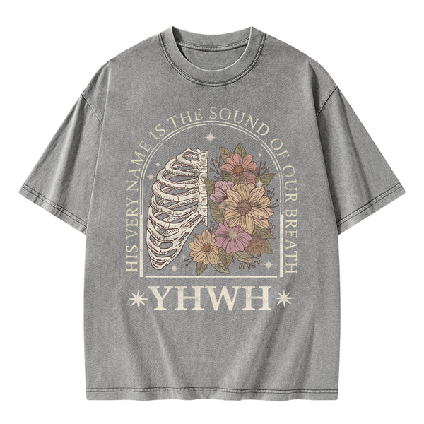 GC-WTSFK0037 YHWH Boho Floral Lung Christian Washed T-Shirt