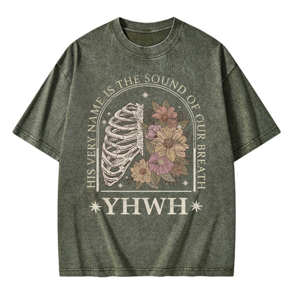 GC-WTSFK0037 YHWH Boho Floral Lung Christian Washed T-Shirt