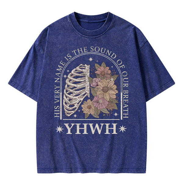 GC-WTSFK0037 YHWH Boho Floral Lung Christian Washed T-Shirt