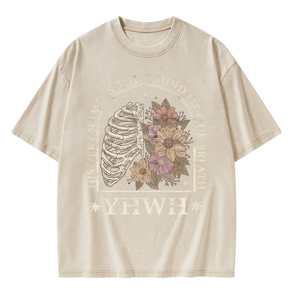 GC-WTSFK0037 YHWH Boho Floral Lung Christian Washed T-Shirt