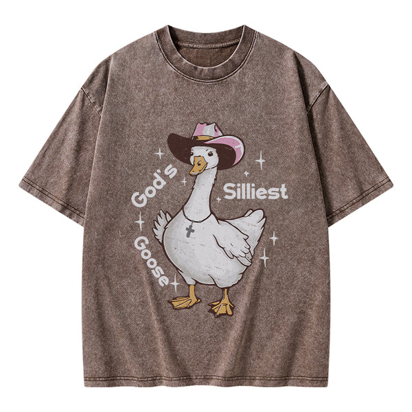 God's Silliest Goose Christian Washed T-Shirt