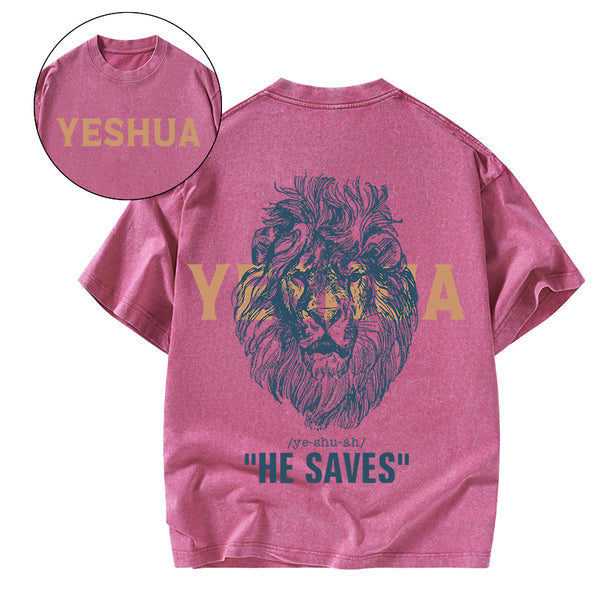 GC-WTSFK24090102 Yeshua He Saves Lion Christian T-Shirt