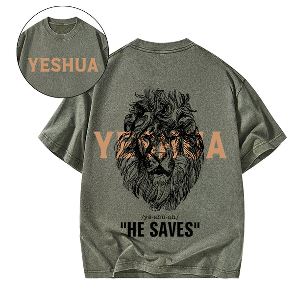 GC-WTSFK24090102 Yeshua He Saves Lion Christian T-Shirt