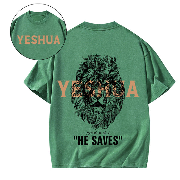 GC-WTSFK24090102 Yeshua He Saves Lion Christian T-Shirt