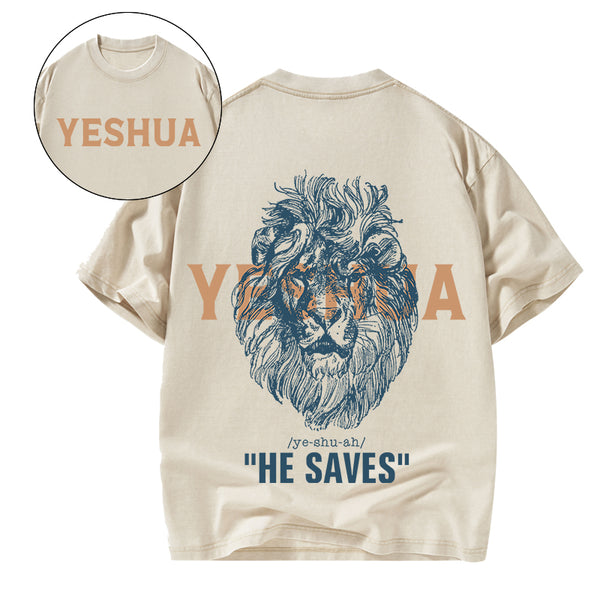 GC-WTSFK24090102 Yeshua He Saves Lion Christian T-Shirt