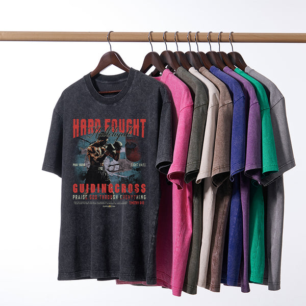 Hard Fought Hallelujah Boxing Christian Washed T-Shirt