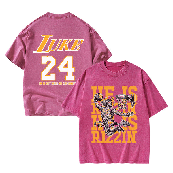 GC-WTSFK250303 Luke 24 He Is Rizzin Christian Washed T-Shirt
