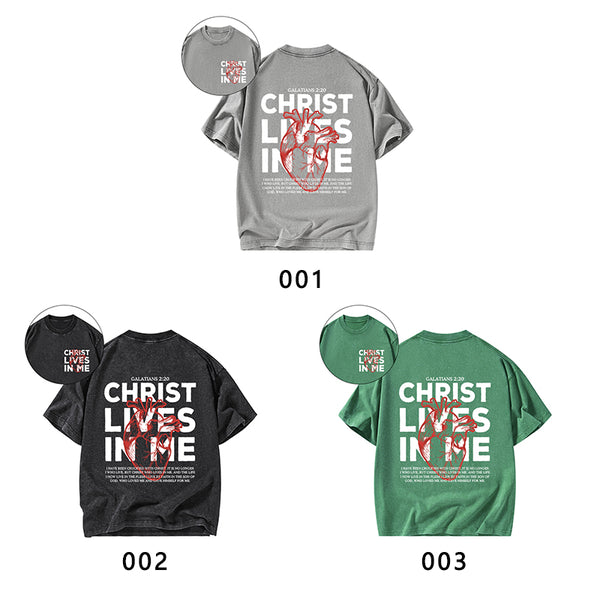 Christ Lives In Me Christian Washed T-Shirt