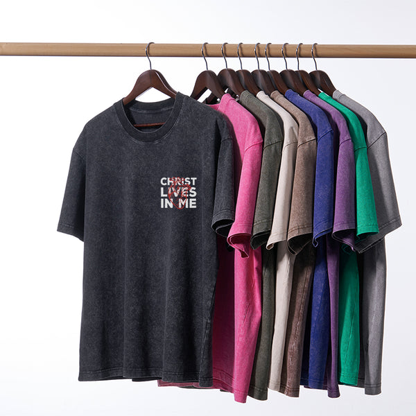 Christ Lives In Me Christian Washed T-Shirt