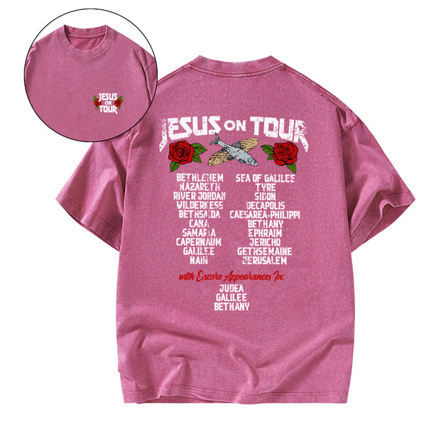 GC-WTSK0028 Jesus On Tour Christian Washed T-Shirt