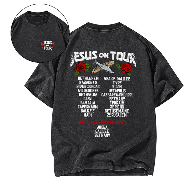 GC-WTSK0028 Jesus On Tour Christian Washed T-Shirt