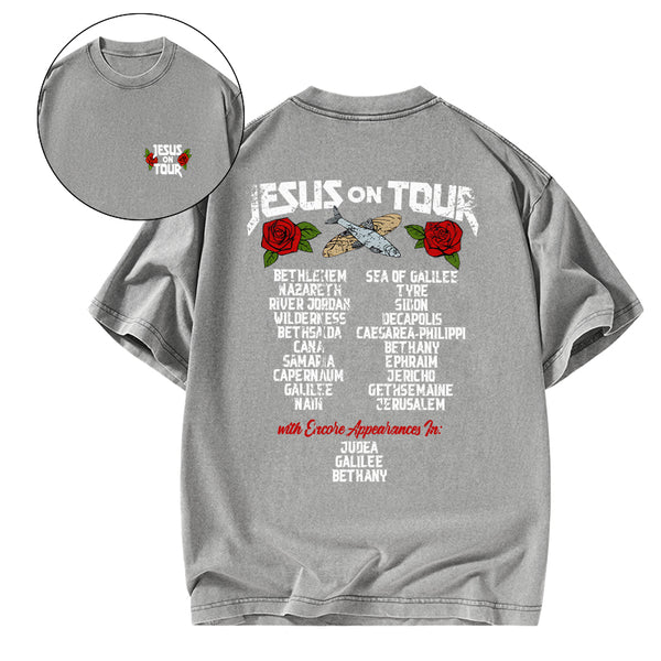 GC-WTSK0028 Jesus On Tour Christian Washed T-Shirt