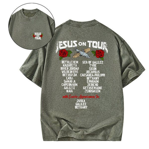 GC-WTSK0028 Jesus On Tour Christian Washed T-Shirt